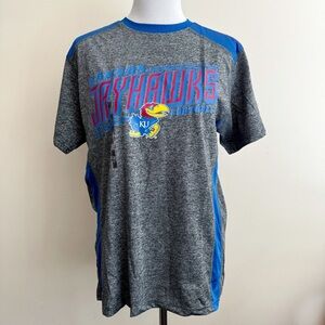 Kansas Jayhawks Football T-Shirt Shirt Mens Size Medium NCAA Gray Blue Fan Gift
